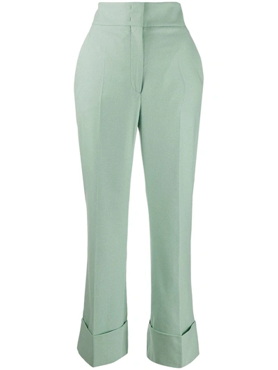 Alberta Ferretti High Waisted Straight-leg Trousers In Green