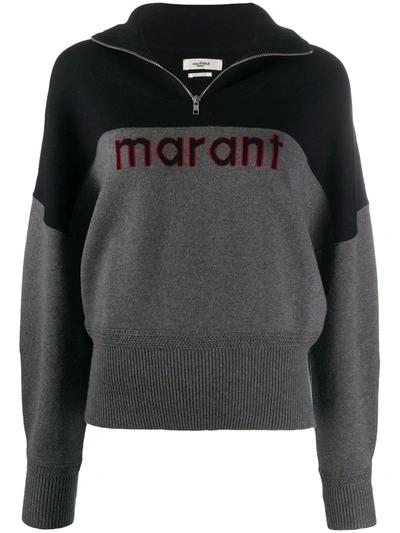 Isabel Marant Étoile Panelled Zip-up Jumper In Black