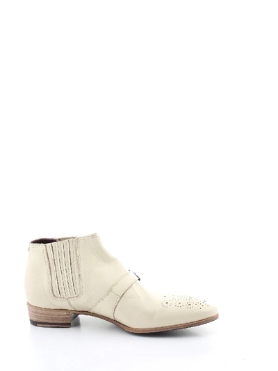 Lidfort Men's White Leather Ankle Boots