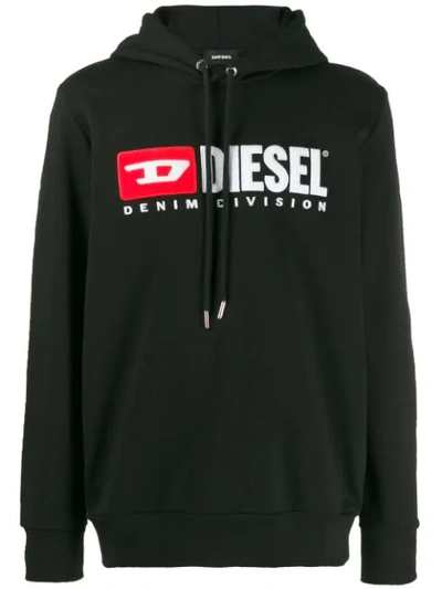 Diesel Logo Graphic Cotton Hoodie In Black
