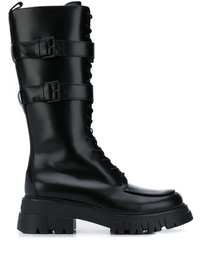 Ash Loft Black Leather Boots | ModeSens