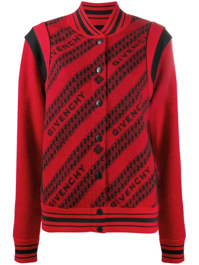 Givenchy Logo-print Wool Bomber Jacket In Red