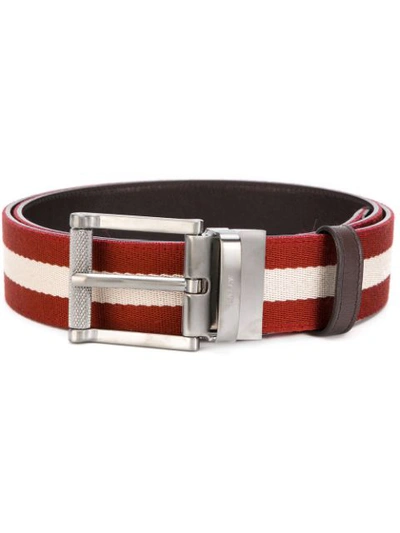 Bally Striped Belt In Red