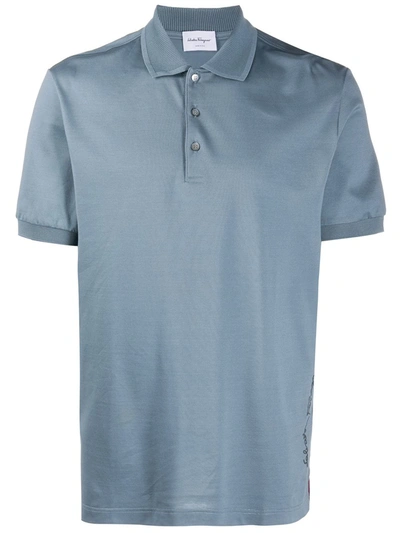 Ferragamo Cotton Polo Shirt In Blue