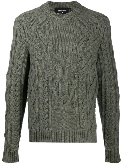 Dsquared2 Cable Knit Jumper In Green