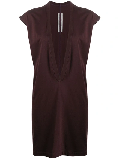 Rick Owens Deep V Tunic Top In Brown