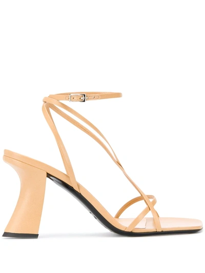 By Far Curved Heel Sandals In Neutrals