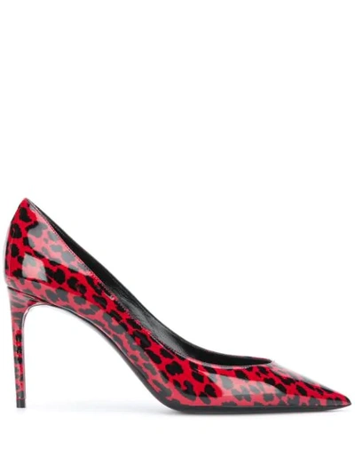 Saint Laurent Red Leopard Print Pumps