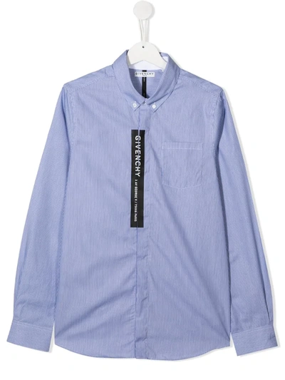 Givenchy Teen Striped-print Buttoned Shirt In Blue