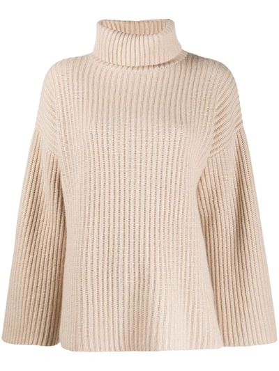 Allude Roll-neck Cashmere Jumper In Neutrals