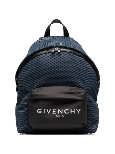 Givenchy Urban Logo-print Mesh Backpack In Blue