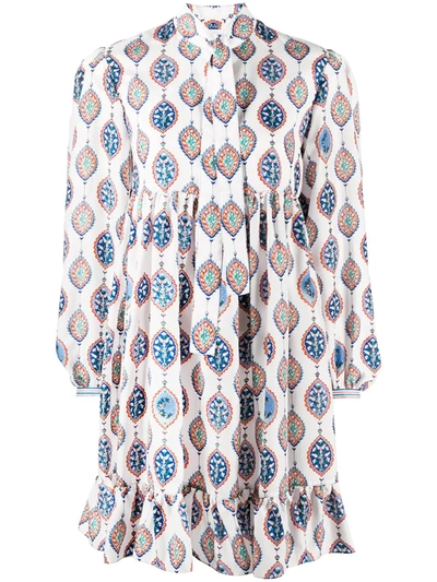 Chloé Boho-print Silk Shirtdress In White