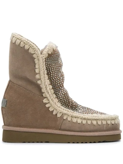 Mou Eskimo Embellished Boots In Brown