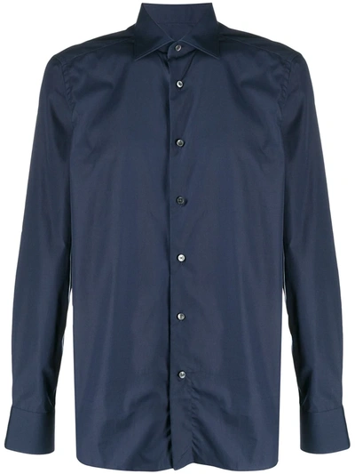 Ermenegildo Zegna Spread Collar Button-up Shirt In Blue