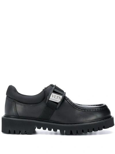 Valentino Garavani Logo Buckle Detail Chunky Loafers In Black