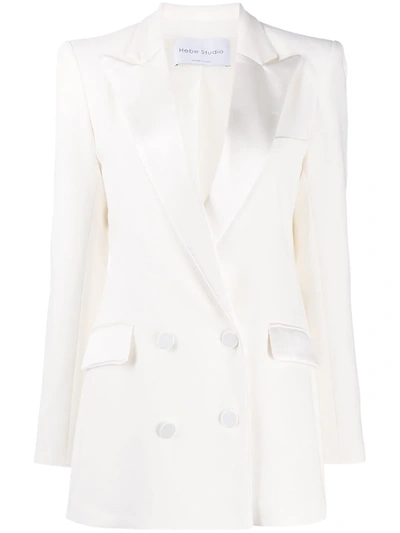Hebe Studio Double-breasted Notched Lapel Blazer In White