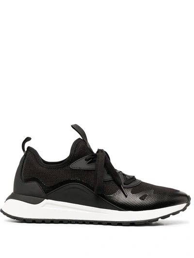 Michael Kors Nolan Mesh And Rubberized Leather Trainer In Black