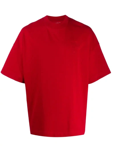 Ami Alexandre Mattiussi Ami De Coeur Organic-cotton T-shirt In Red
