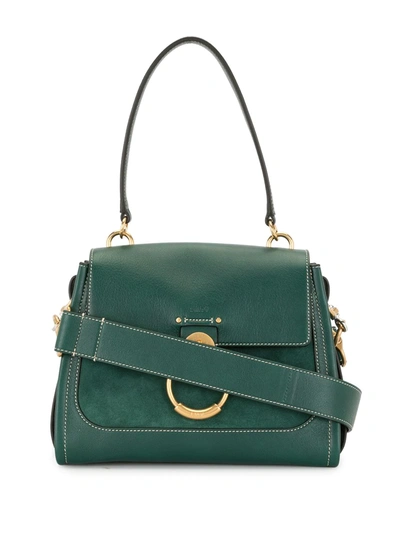 Chloé Tess Day Small Leather Shoulder Bag In Green