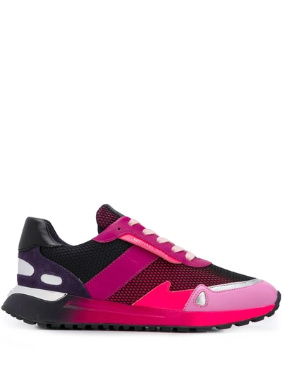 Michael Michael Kors Monroe Panelled Leather And Mesh Trainers In Pink