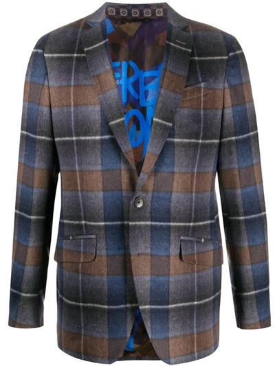 Etro Check-pattern Blazer In Multi