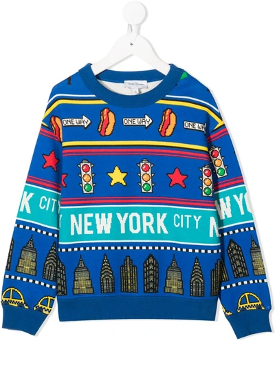 Marc Jacobs Kids' Blue Sweatshirt With Colourful Prints For Boy