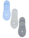 Ralph Lauren Sneaker Liner 3-pack In Blue,grey