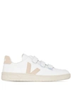 Veja V-lock Suede-trimmed Leather Sneakers In White,beige