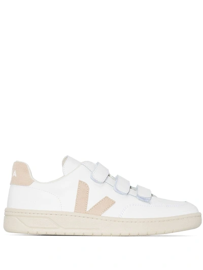 Veja V-lock Suede-trimmed Leather Sneakers In White,beige