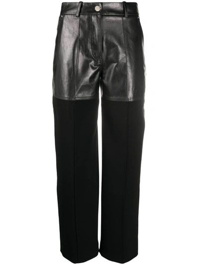Peter Do Fireman Cropped Paneled Leather And Twill Straight-leg Pants In Black