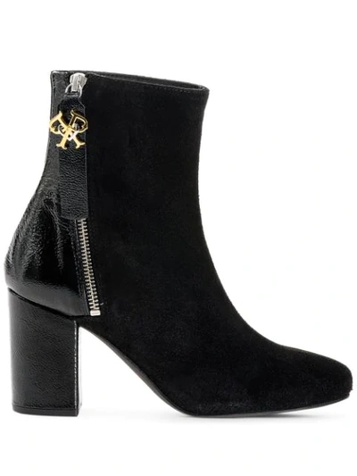 Pinko Logo-plaque Ankle Boots In Black