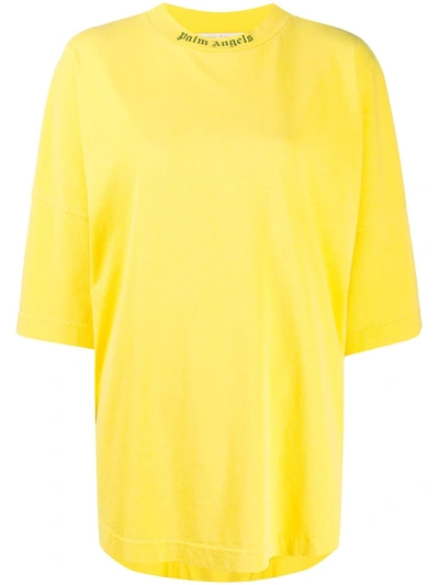 Palm Angels Logo-print Oversized T-shirt In Yellow