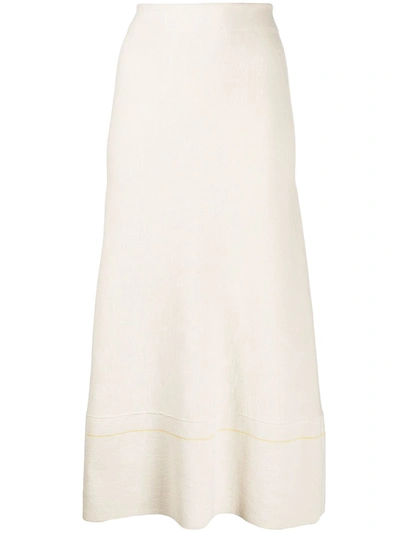 Victoria Beckham High-rise Flared Knitted Midi Skirt In White