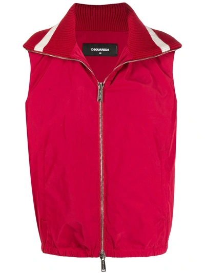Dsquared2 Red Sleeveless Zip-up Vest