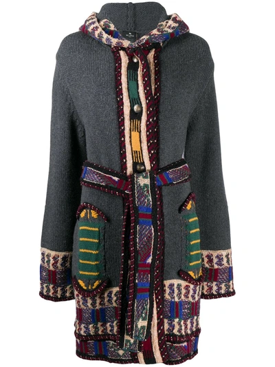 Etro Panelled Hooded Cardigan In Grey