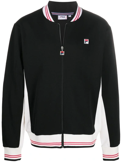 Fila Ribbed Trim Track Jacket In Black