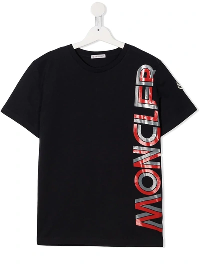 Moncler Teen Graphic-print Crew Neck T-shirt In Blue
