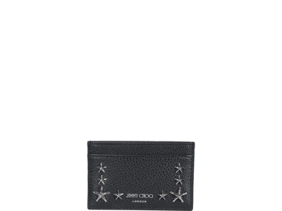 Jimmy Choo Dean Leather Credit Card Case In Nero