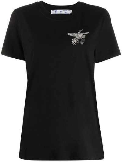 Off-white Bird-print Arrows-motif T-shirt In Black,silver