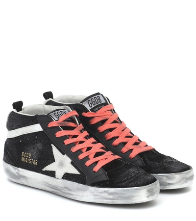 Golden Goose Mid Star Leather Sneakers In Black/white