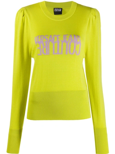 Versace Jeans Couture Logo Long Sleeve Jumper In Green