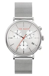 Ted Baker Mimosaa Chronograph Mesh Strap Watch, 41mm In Silver