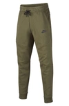 Nike Kids' Tech Fleece Pants In Cargo Khaki/ Black