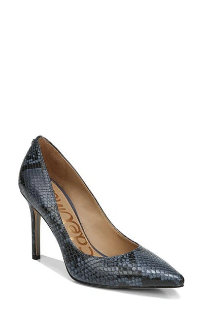 Sam Edelman Women's Hazel Snakeskin-embossed Leather Pumps In Marina Blue