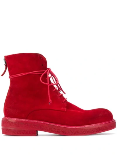 Marsèll Lace-up Combat Boots In Red