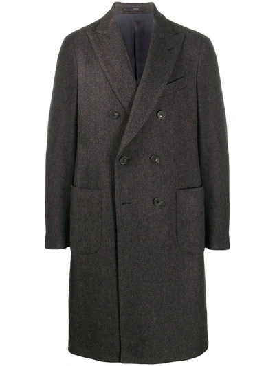 Lardini Long-sleeve Double Breasted Coat In Blue