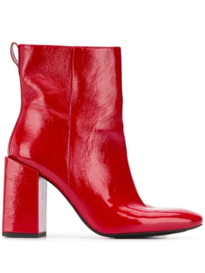 Ami Alexandre Mattiussi Zipped Heeled Ankle Boots In Red