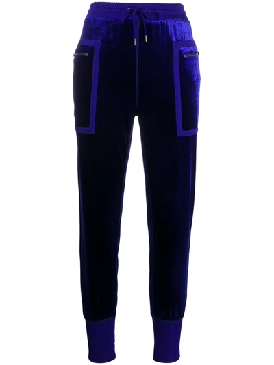 Tom Ford Velvet Track Trousers In Blue