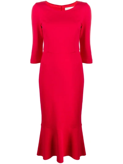 Goat Kristina Peplum-hem Midi Dress In Red