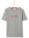 Hugo Boss Kids' Logo-print T-shirt In Grey